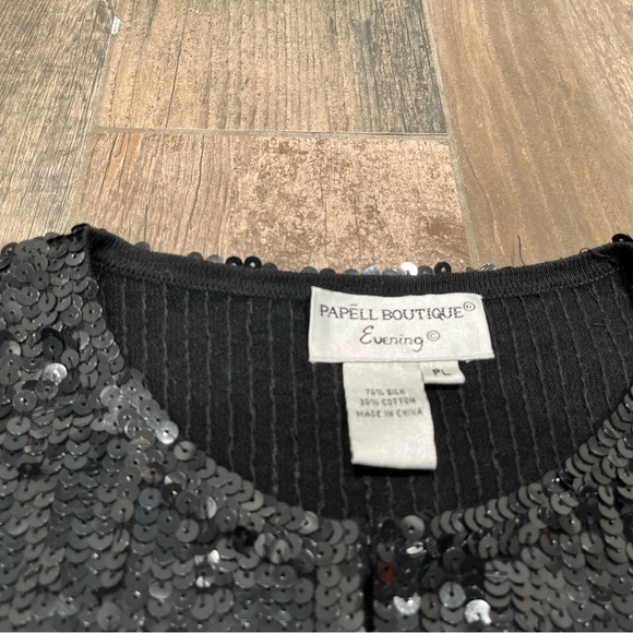 Papell Boutique Evening Bolera Jacket Silk Sequin Women's Size Petite large - Picture 4 of 5